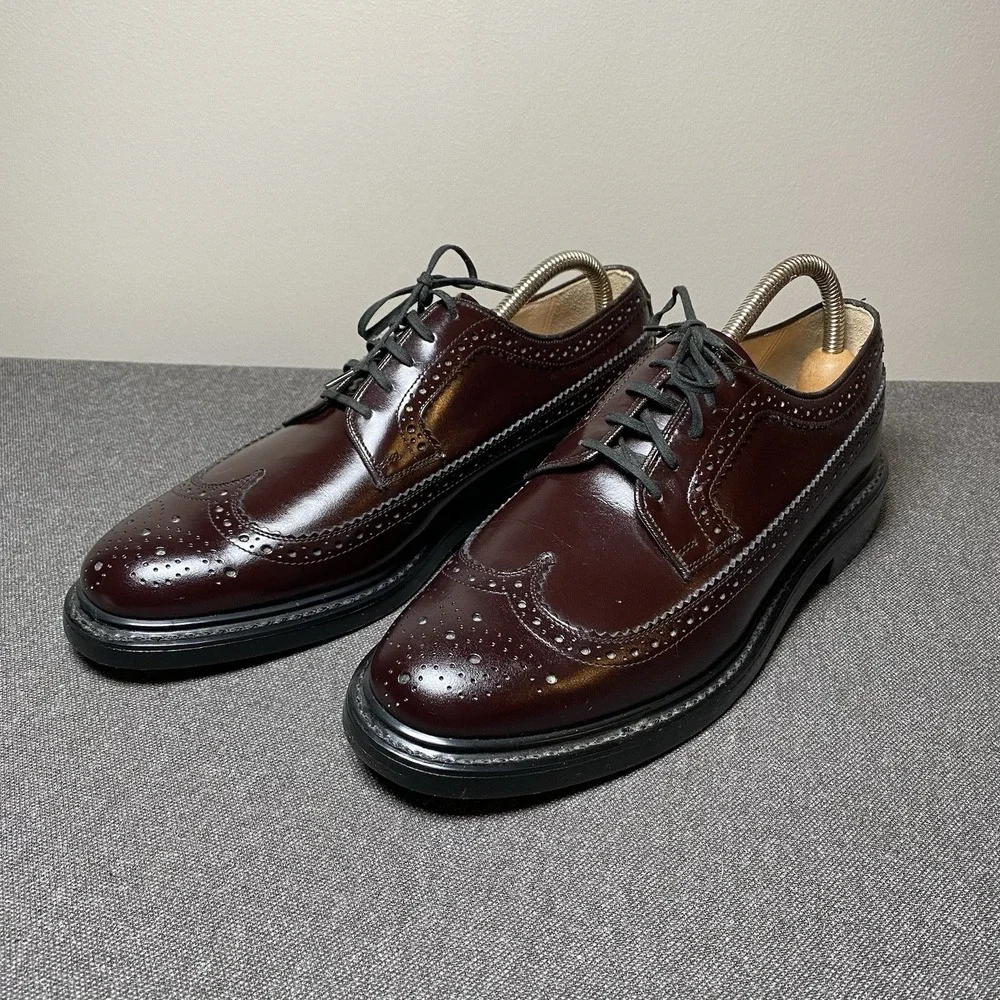 Vintage Sears Longwing Wingtip Size 8.5 EE Burgundy Korea 74609 EUC